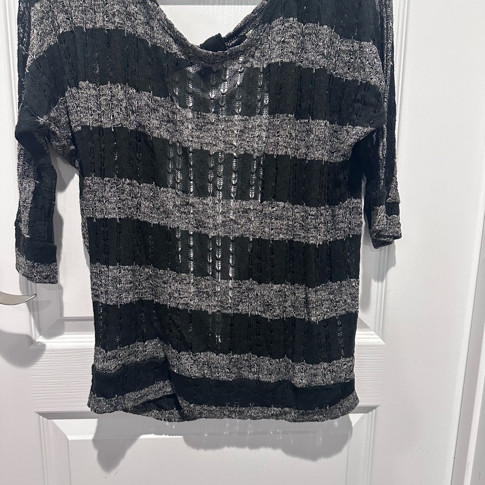 Derek Heart Black and Gray Lace Top